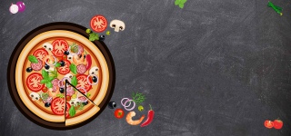 披萨简约黑色banner