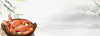 美食古风灰色海报背景banner