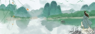 青山山水人物画电商淘宝背景