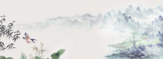 传统清新山水banner背景