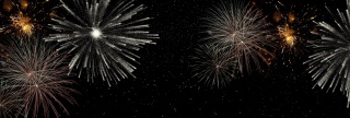 黑金简约大气烟花绽放创意背景海报