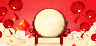 红色喜庆灯笼中国风年货百货新年海报背景