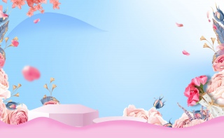 女神节母亲节蓝色浪漫小清新化妆品海报背景