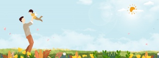 616父亲节蓝色天空背景banner