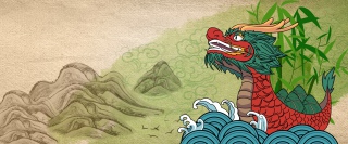 端午节吃粽子赛龙舟中国风背景