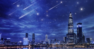 简约城市星空流行夜空背景